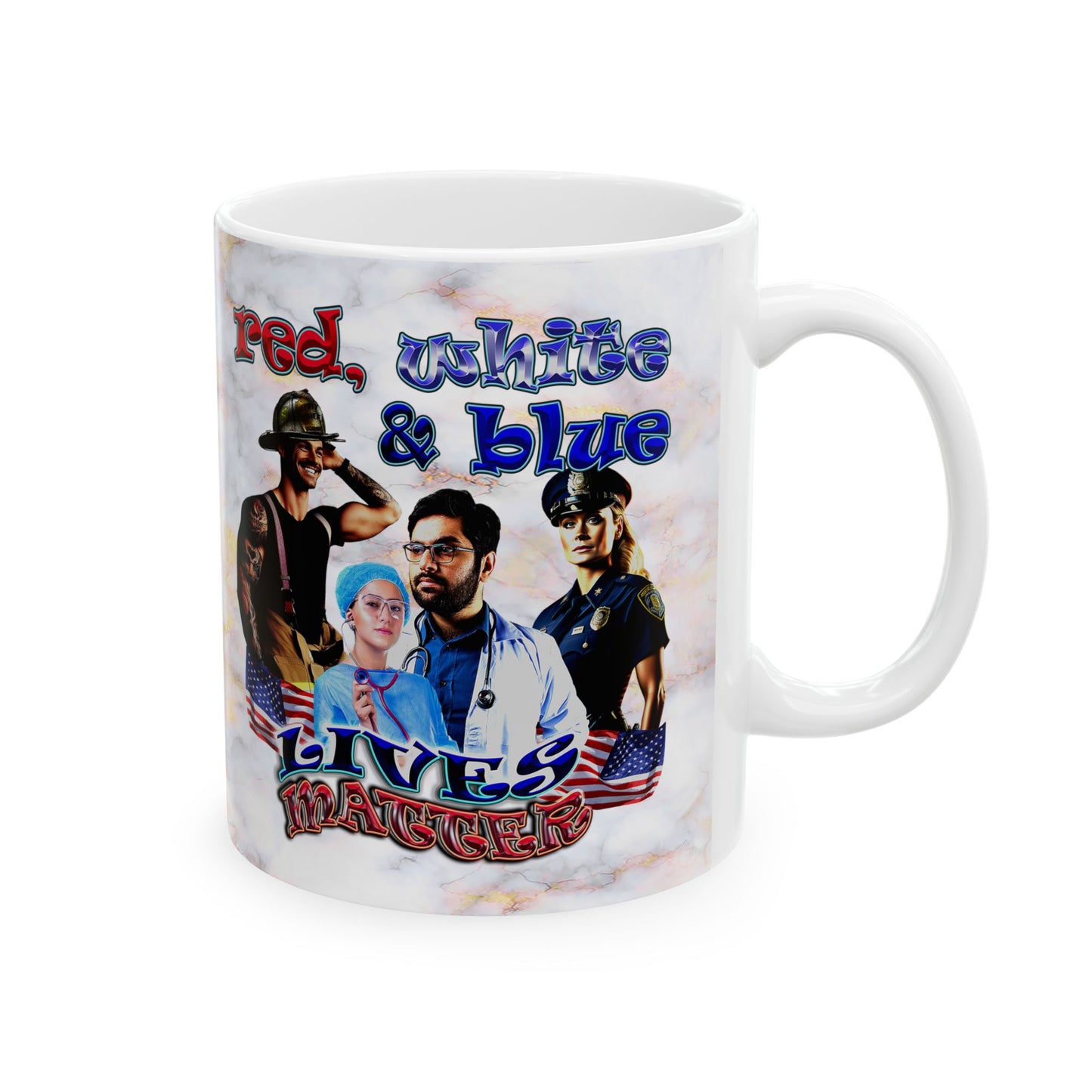 rw&b lives matter - White Mug (white marble)