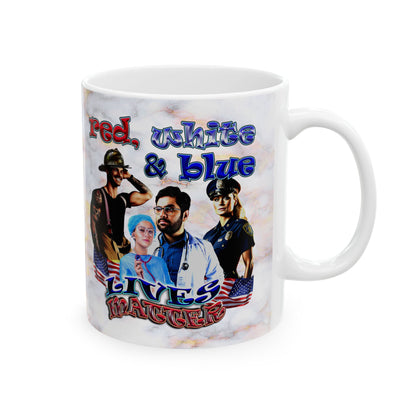rw&b lives matter - White Mug (white marble)