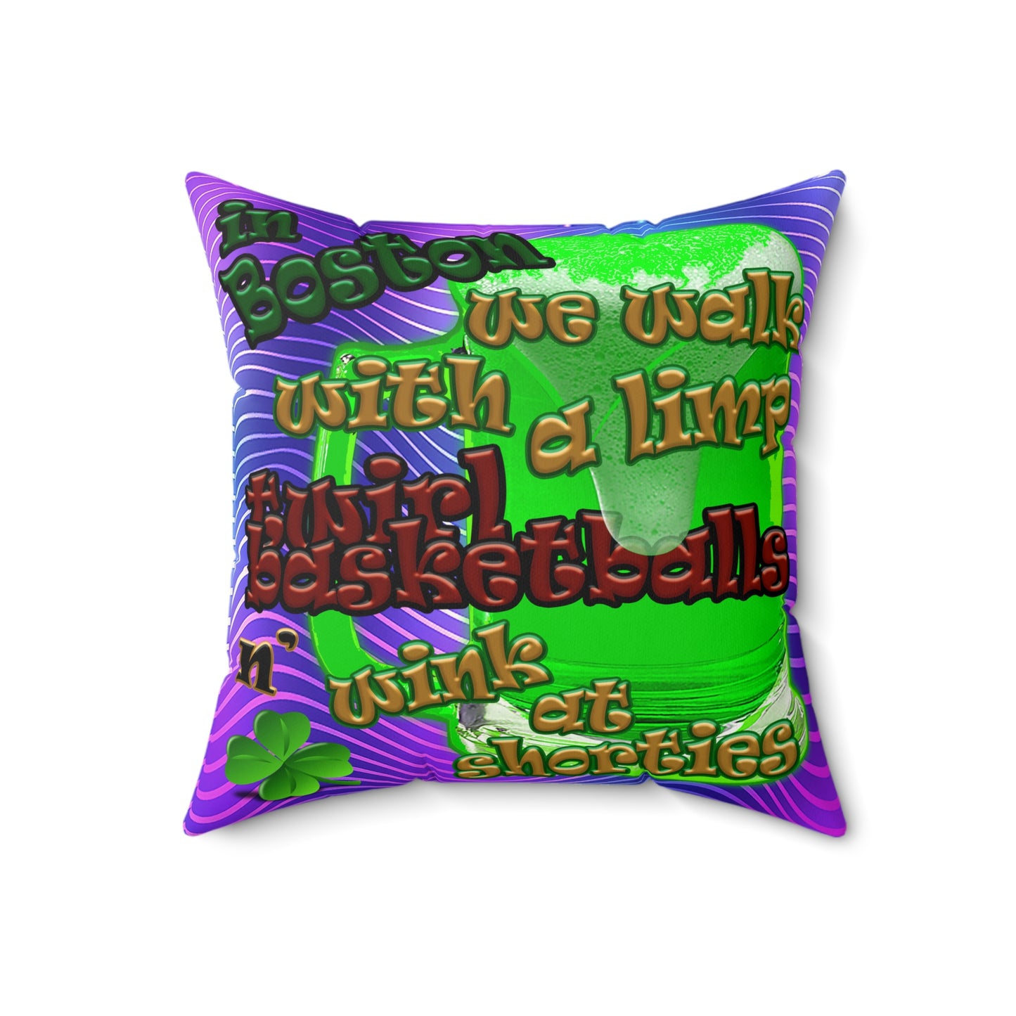 celtics logo - Faux Suede Square Pillow - (purple wave)