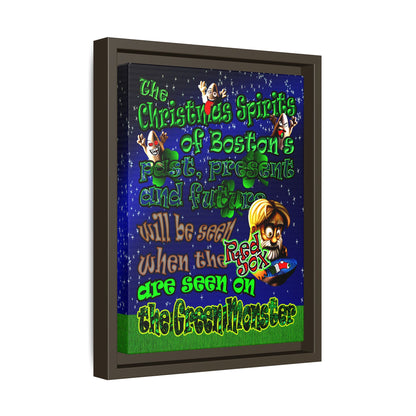 christmas spirits of boston - framed canvas art ('snoops' background)