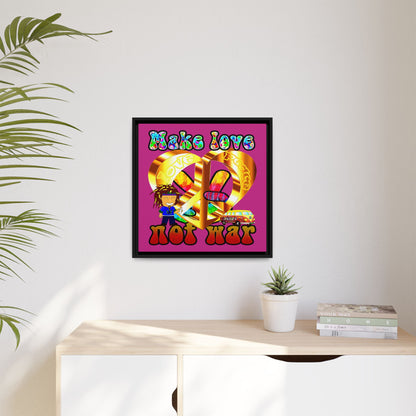 love peace - framed canvas art (pink)