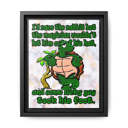turtle race - framed canvas art (white marble)