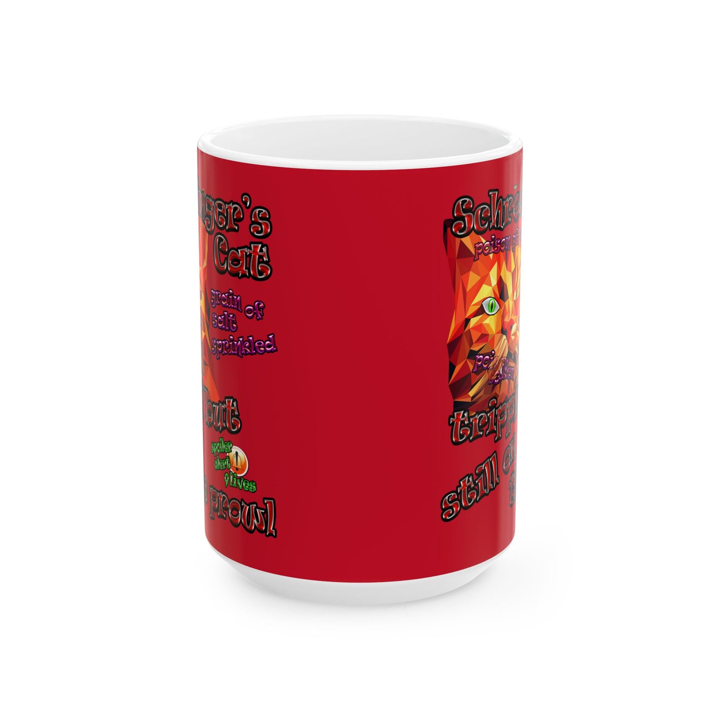 schrodinger's cat - White Mug (dark red)