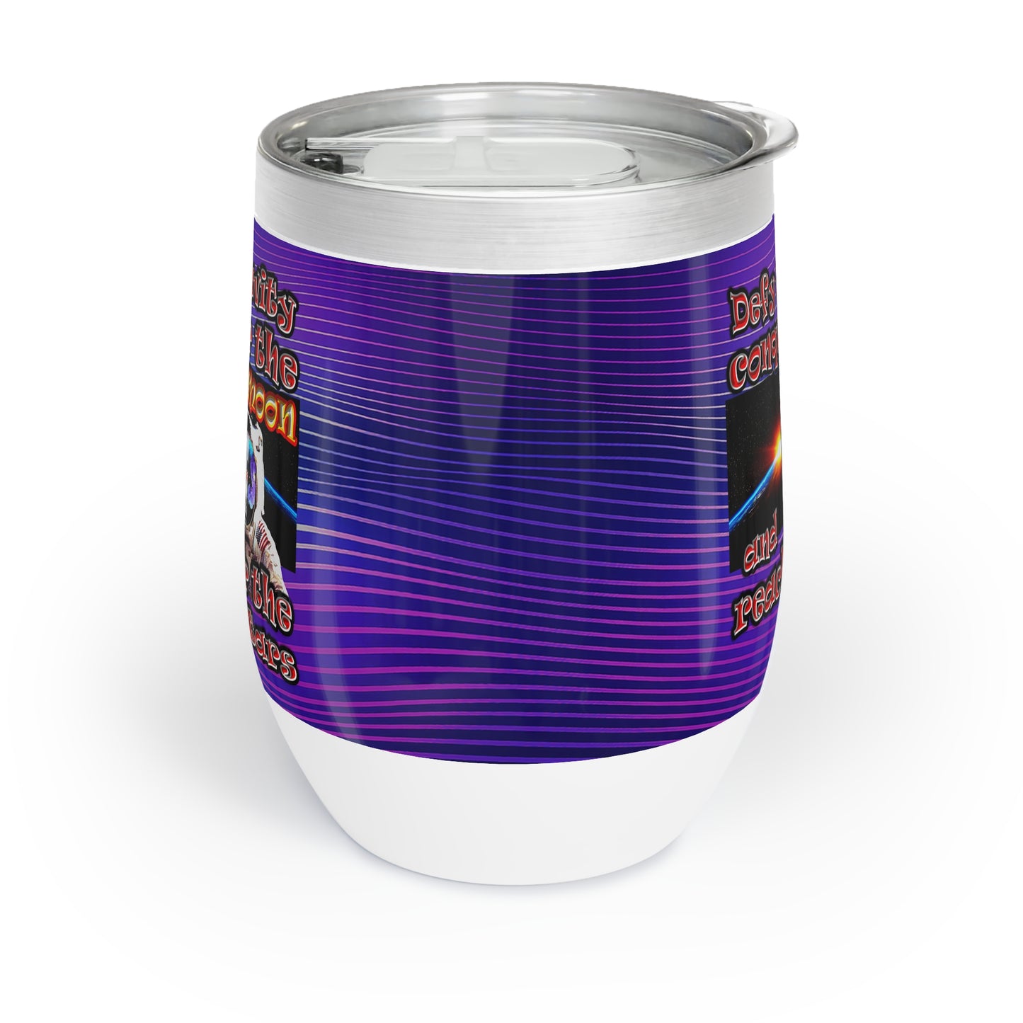 defy conquer reach - Chill Wine Tumbler (purple wave)