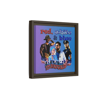 rw&b lives matter - framed canvas art (light blue-purple wave)