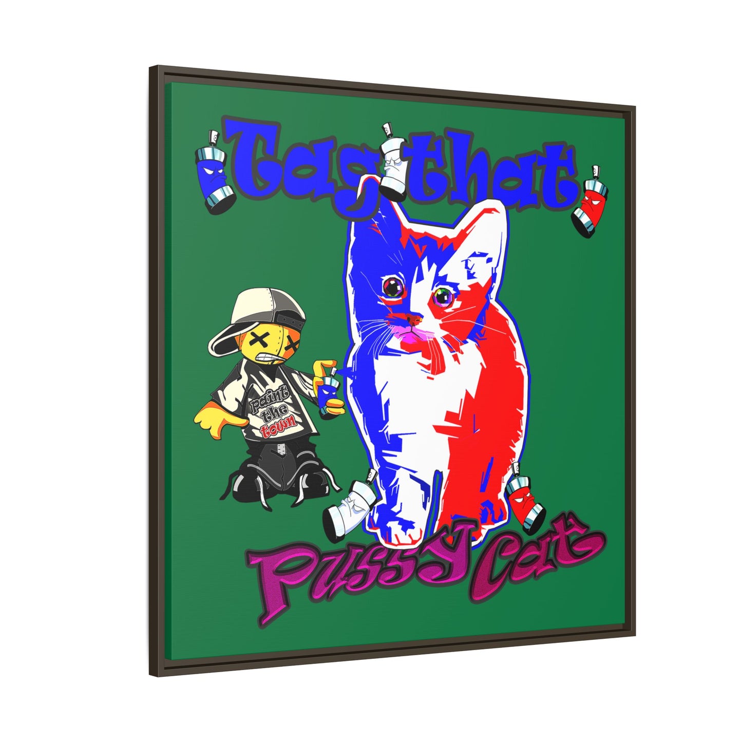 tag that - framed canvas art (dark green)