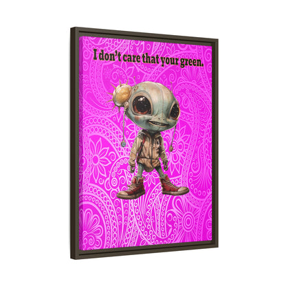 I don't care that your green - framed canvas art (pink swirl)