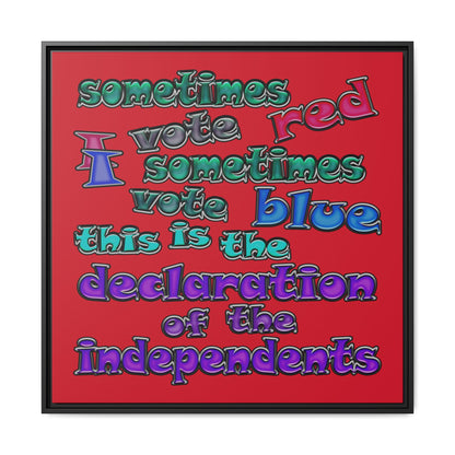 declaration of the independents - framed canvas art (dark red)