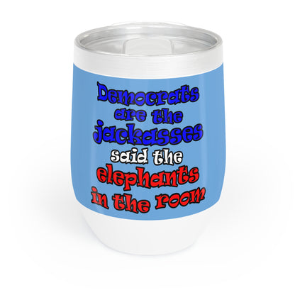 donkeys and elephants - Chill Wine Tumbler (light blue)