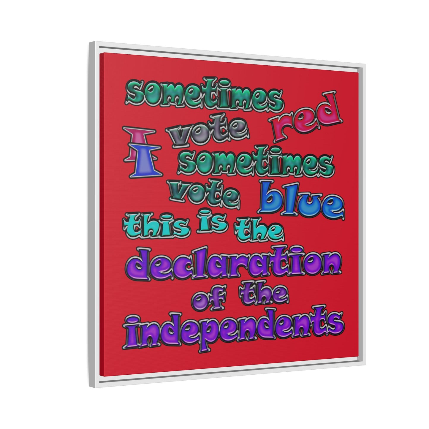 declaration of the independents - framed canvas art (dark red)