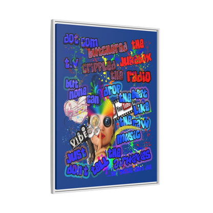 drop the beat - framed canvas art (dark blue)
