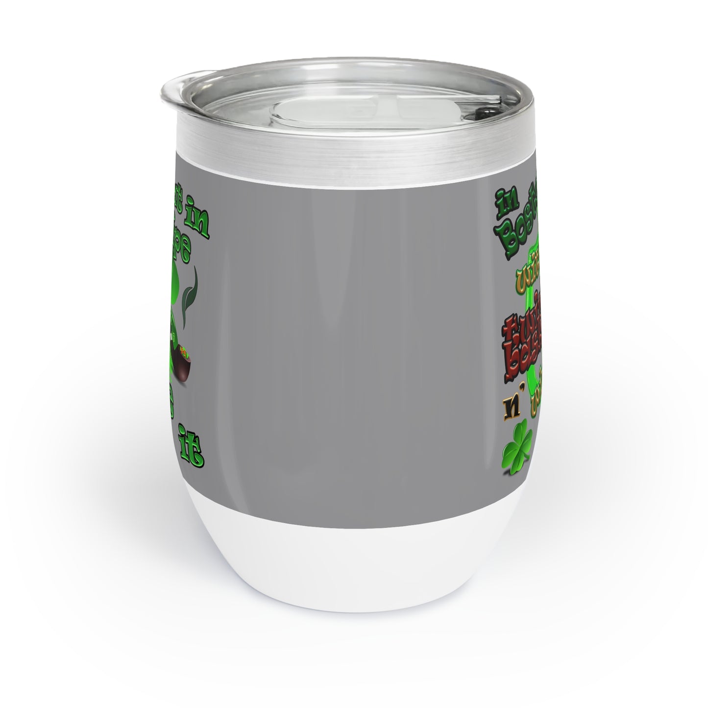 celtics logo - Chill Wine Tumbler (grey)