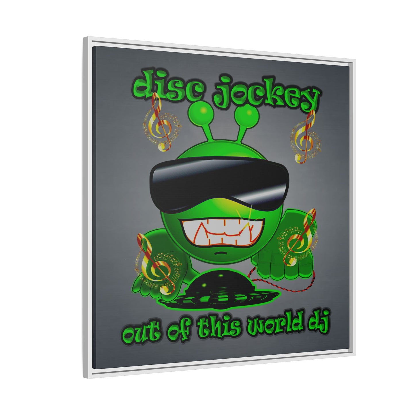 disc jockey - framed canvas art (grey-light grey)