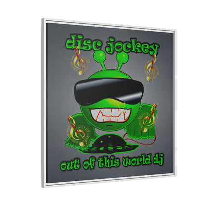 disc jockey - framed canvas art (grey-light grey)
