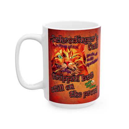 schrodinger's cat - White Mug (burnt orange)