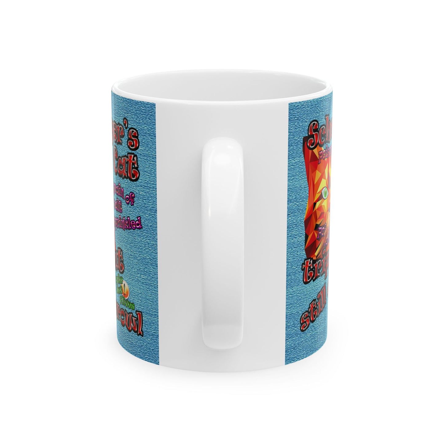 schrodinger's cat - White Mug (faded blue)