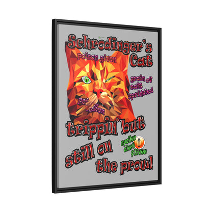 schrodinger's cat - framed canvas art (light grey)