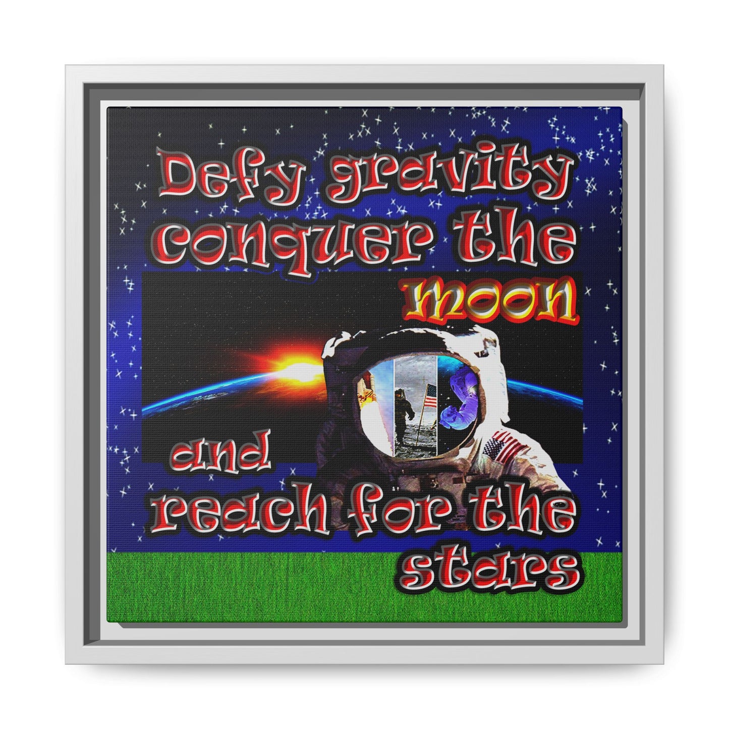 defy conquer reach - framed canvas art ('snoops' background)