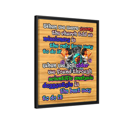 doggystyle - framed canvas art (butterscotch wood finish)