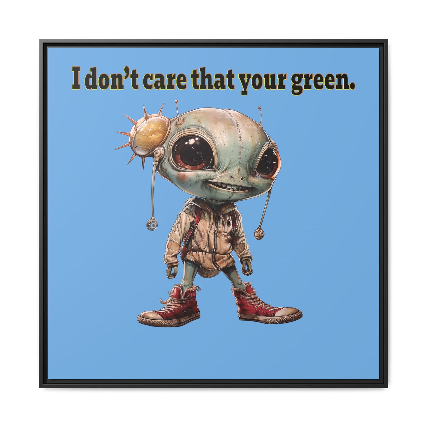 I don't care that your green - framed canvas art (light blue)