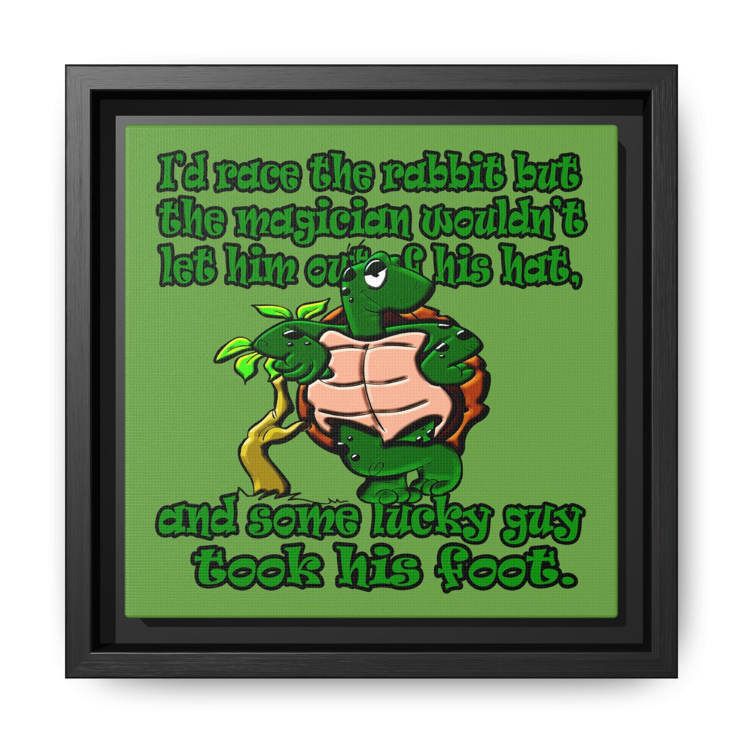 turtle race - framed canvas art (green)