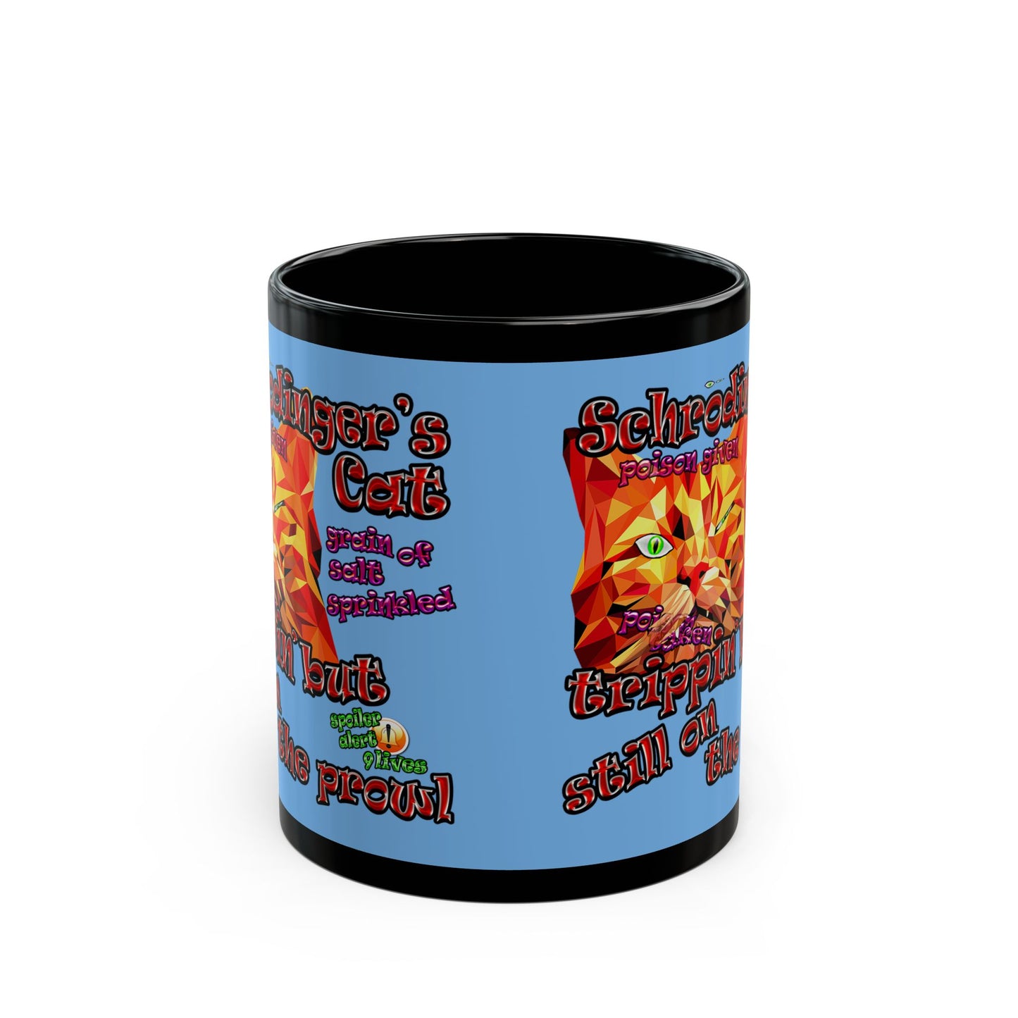 schrodinger's cat - Black Mug (light blue)