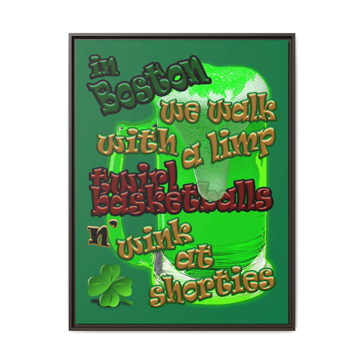 celtics logo - framed canvas art (dark green)