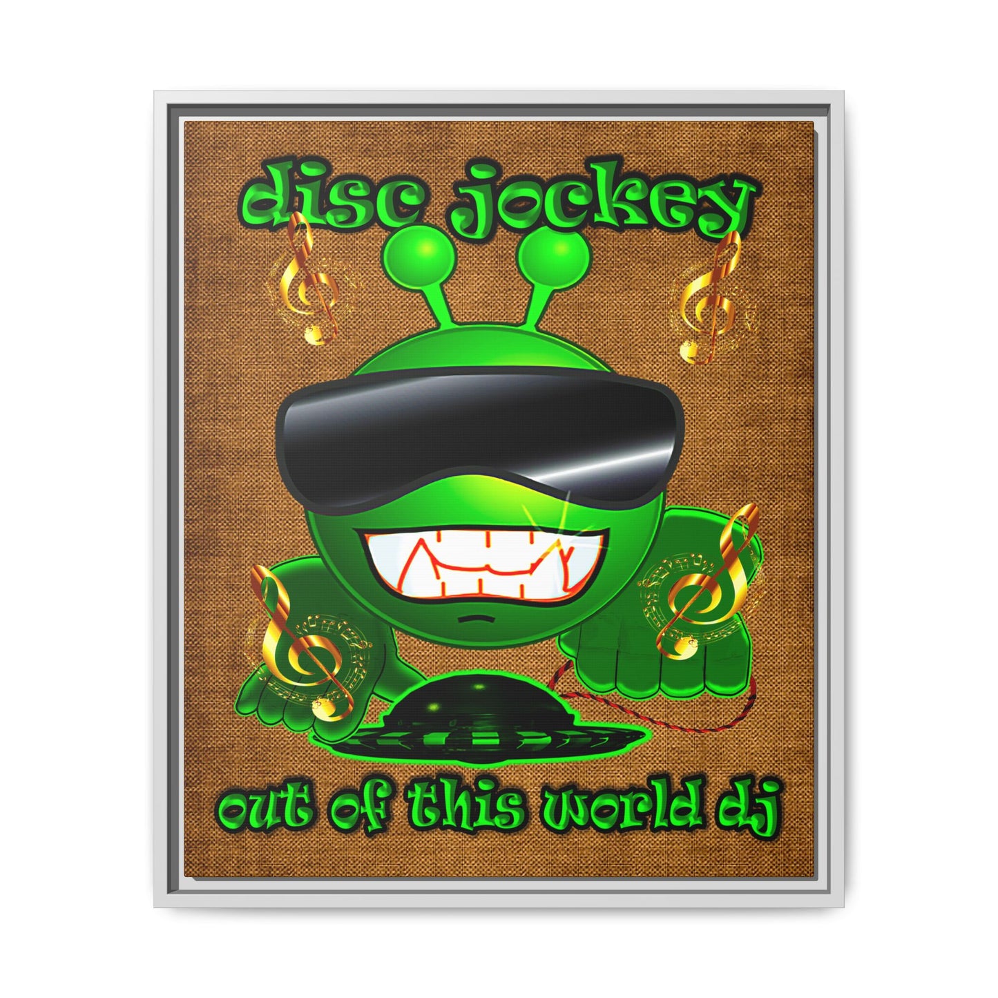 disc jockey - framed canvas art (brown papyrus)