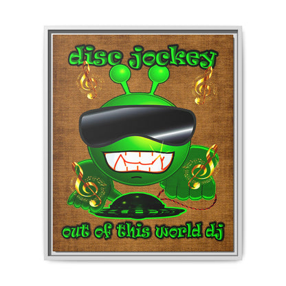 disc jockey - framed canvas art (brown papyrus)