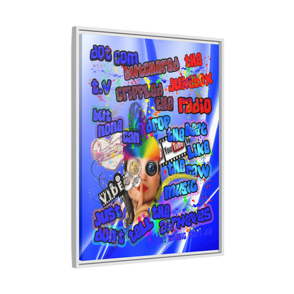 drop the beat - framed canvas art (blue-white wave)