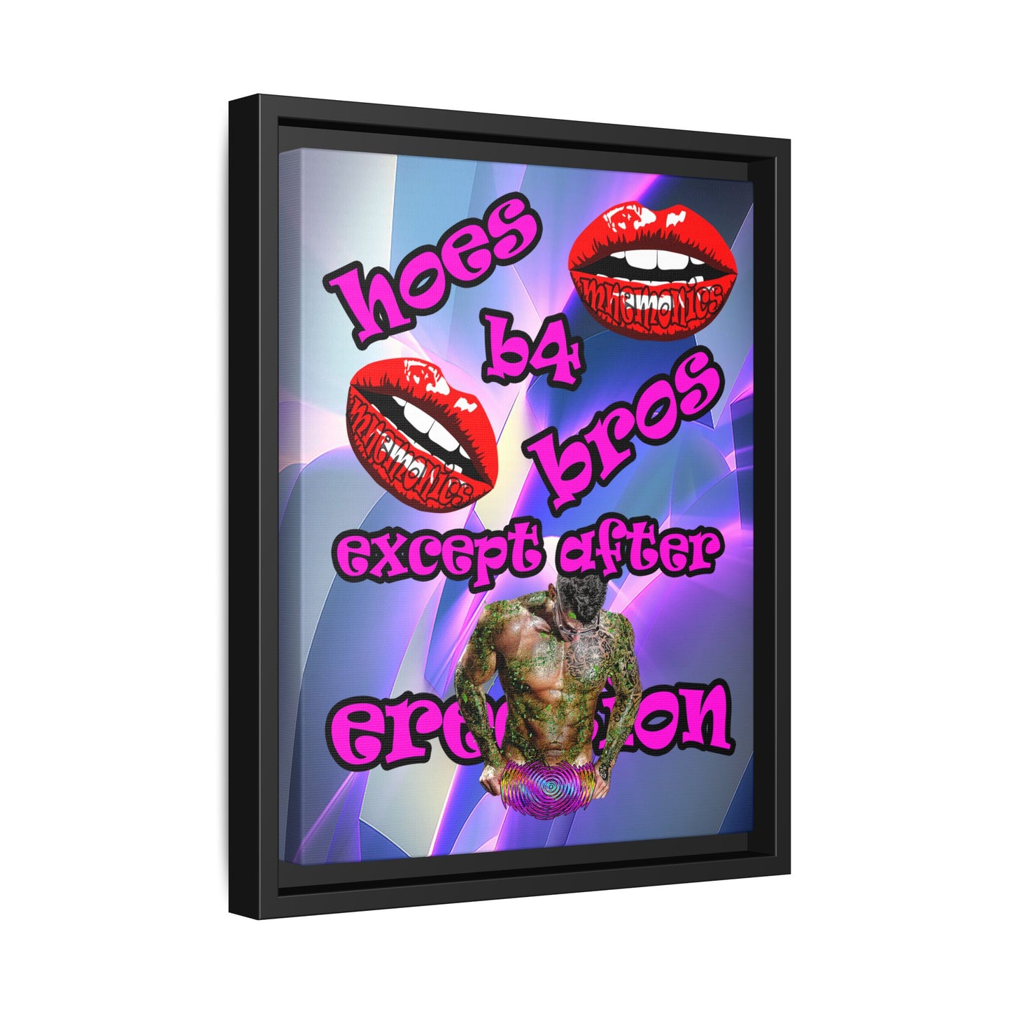 hoes b4 bros - framed canvas art (grey-pink wave)