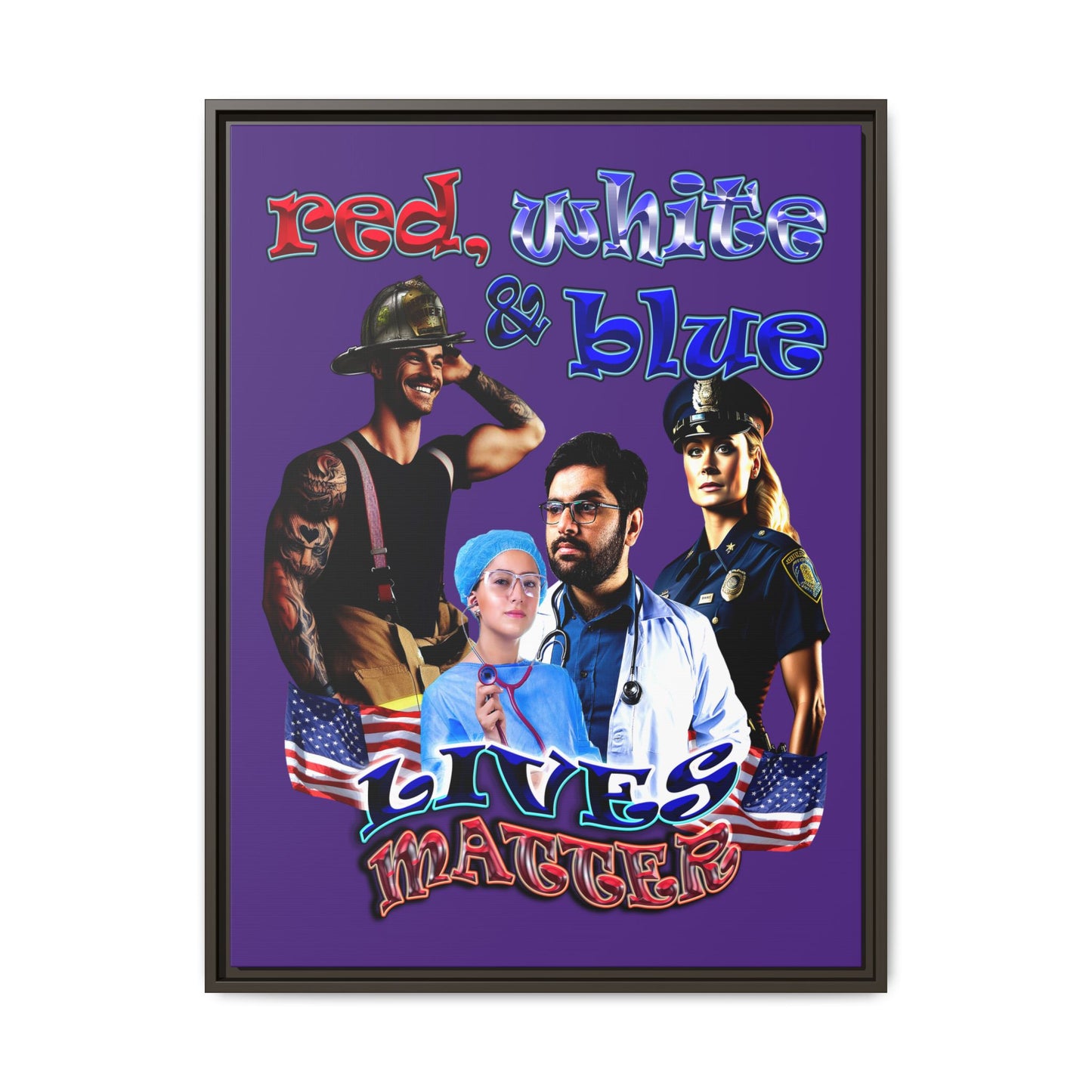 rw&b lives matter - framed canvas art (purple)