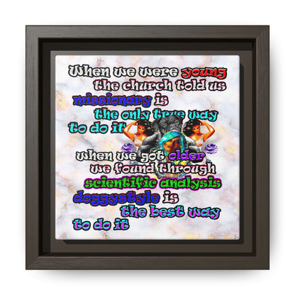 doggystyle - framed canvas art (white marble)