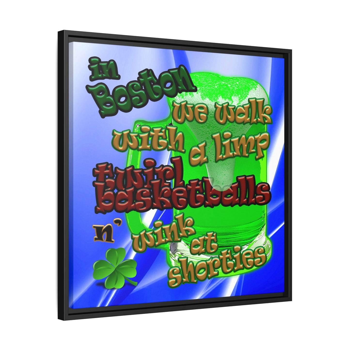 celtics logo - framed canvas art (blue-white wave)