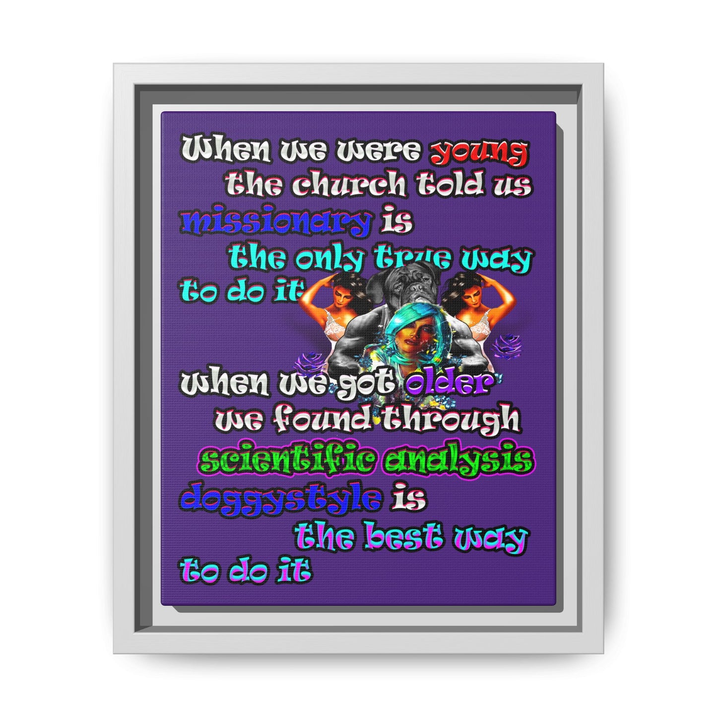 doggystyle - framed canvas art (purple)