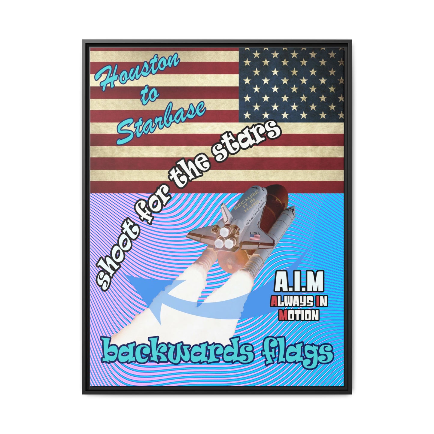 shoot for the stars - framed canvas art (light blue-purple wave)