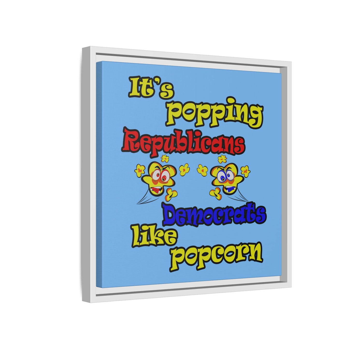 popping like popcorn - framed canvas art (light blue)