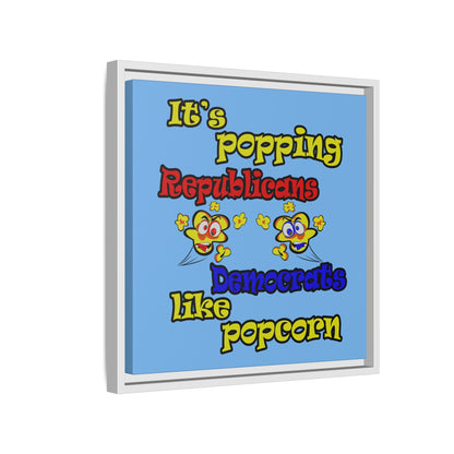 popping like popcorn - framed canvas art (light blue)
