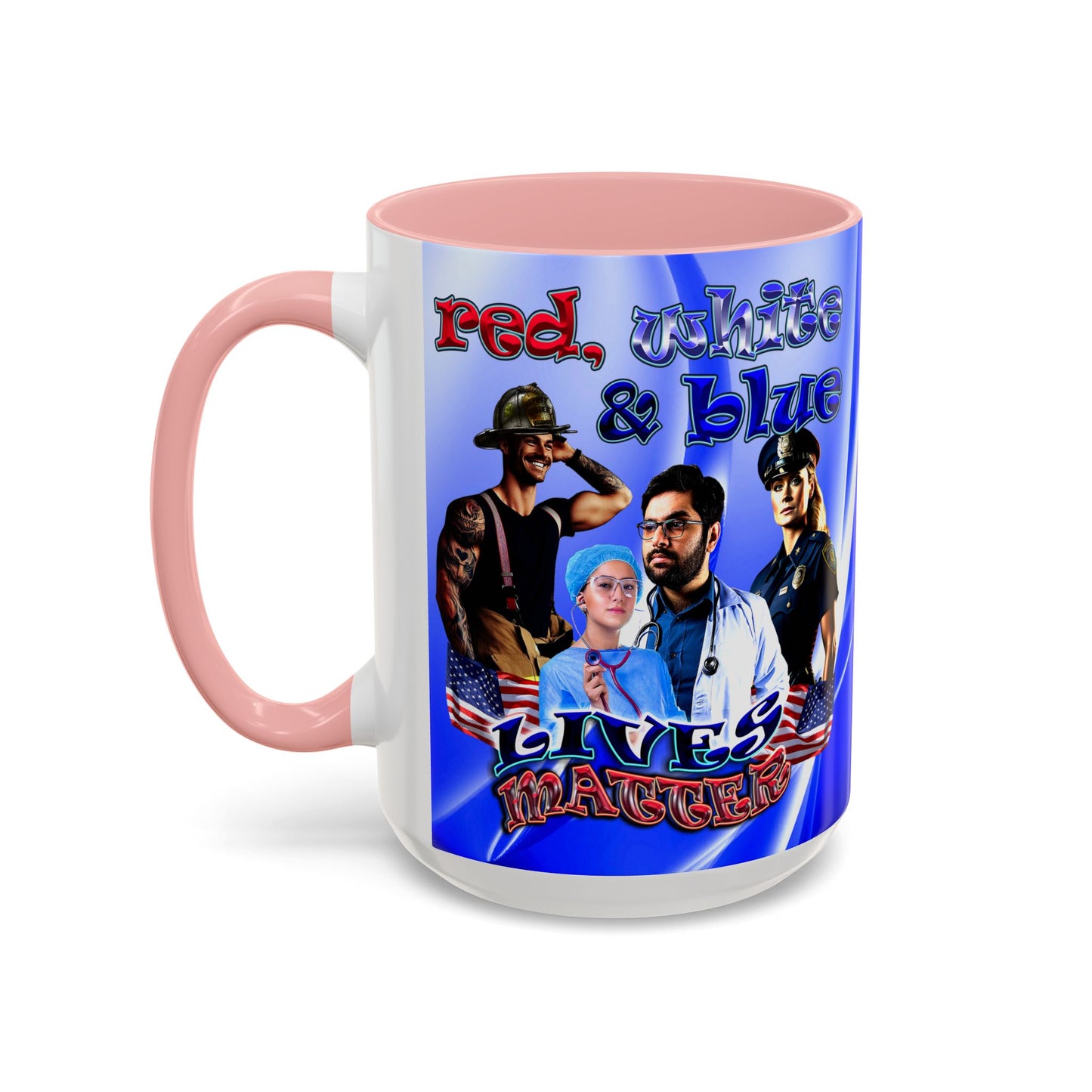 rw&b lives matter - Accent Mug (blue-white wave)