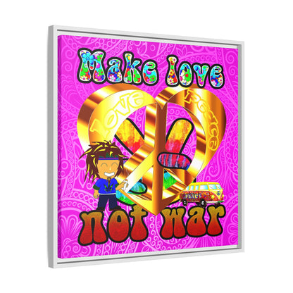 love peace - framed canvas art (pink swirl)