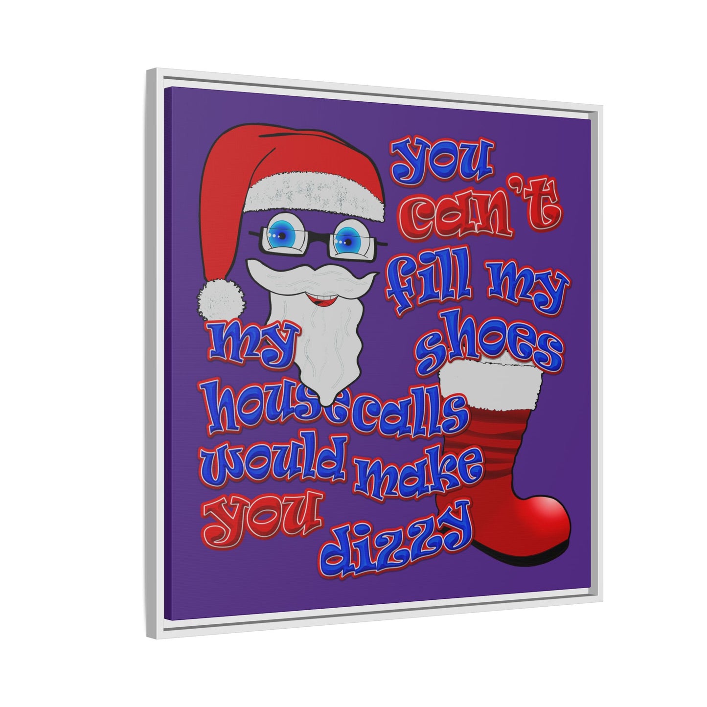 santa's shoes - framed canvas art (purple)