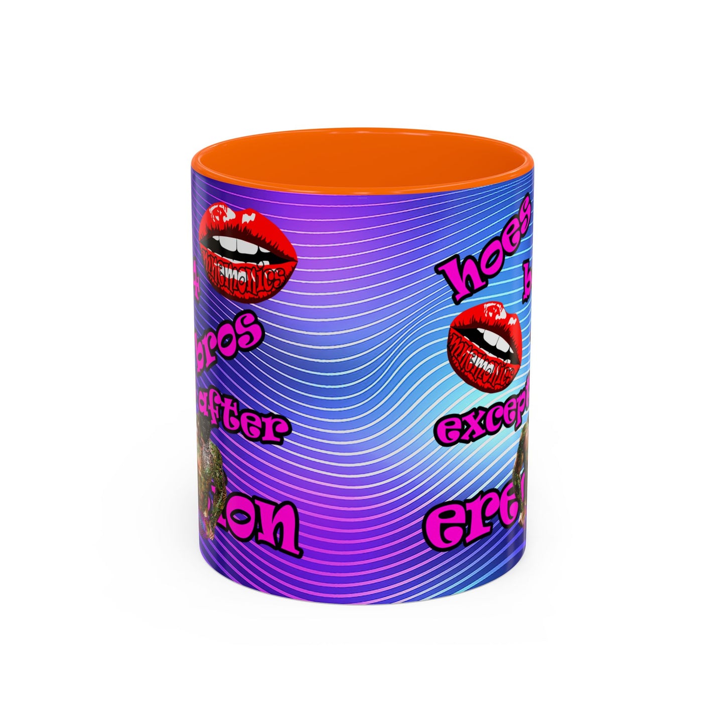hoes b4 bros - Accent Mug (purple wave)