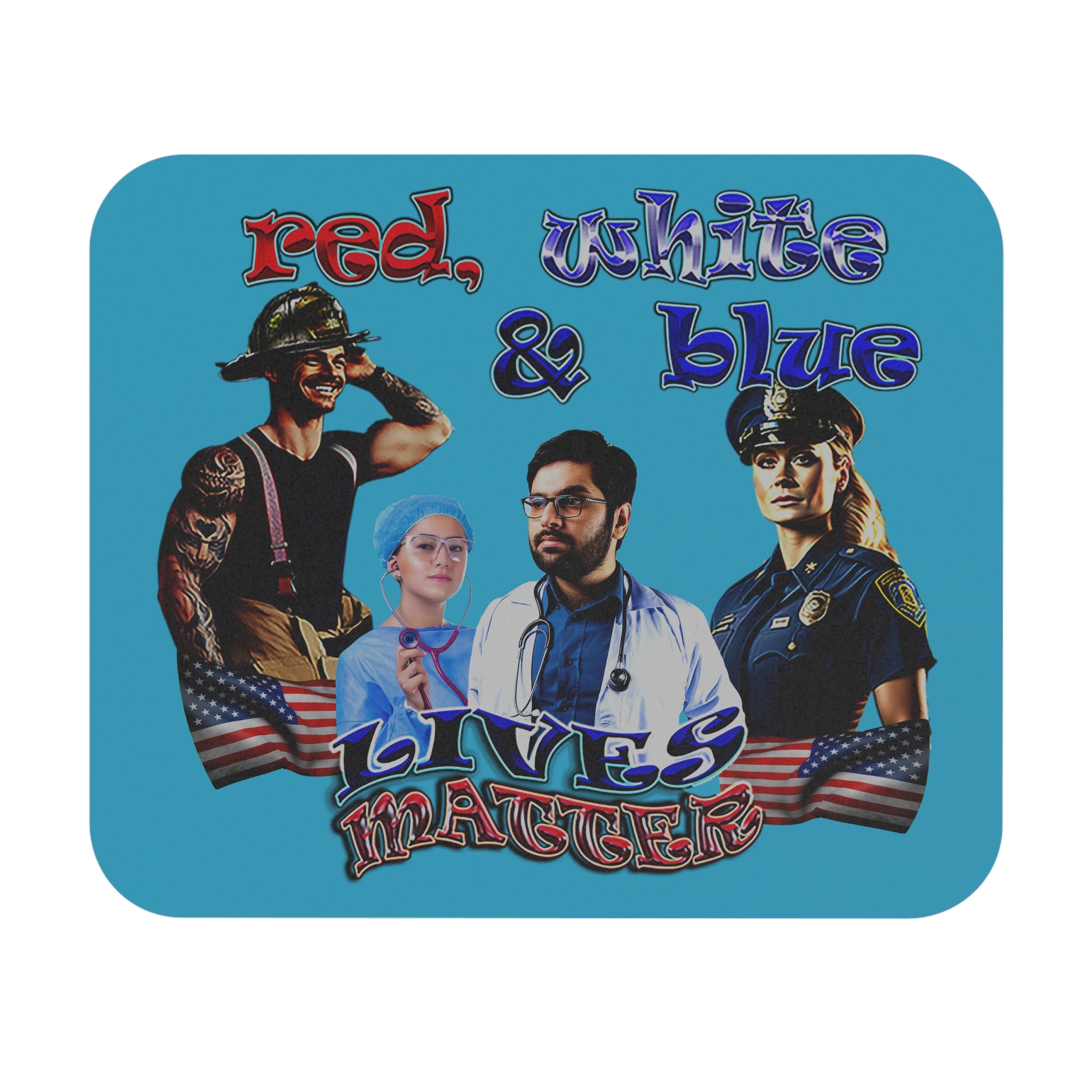 rw&b lives matter - Mouse Pad (Rectangle) (turquoise)