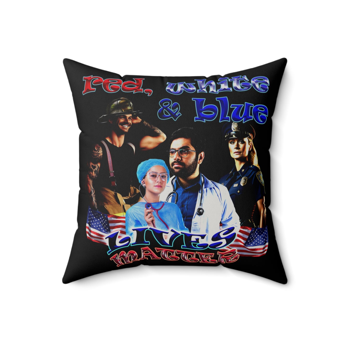 rw&b lives matter - Faux Suede Square Pillow - (black)