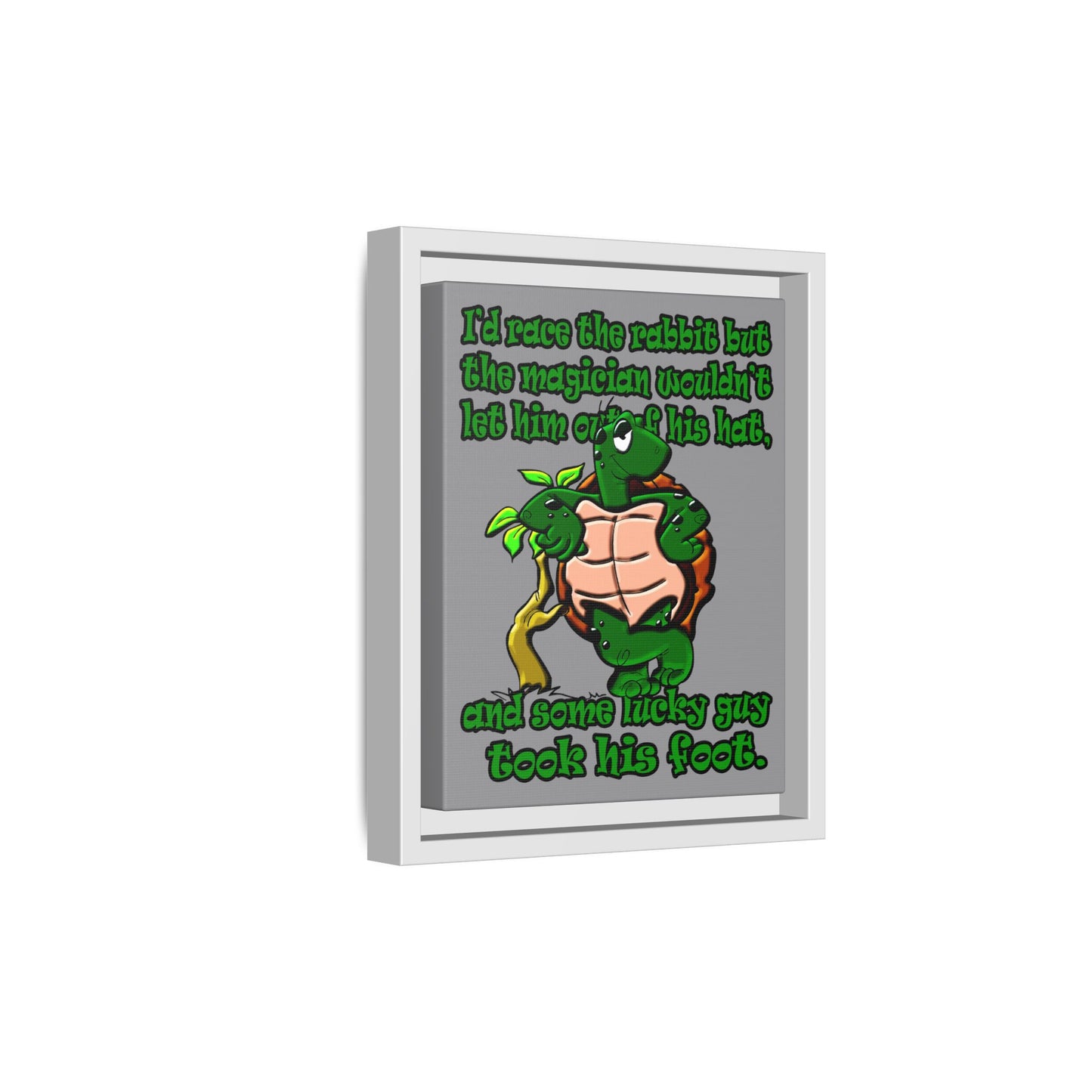 turtle race - framed canvas art (grey)