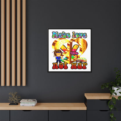 love peace - framed canvas art (white)