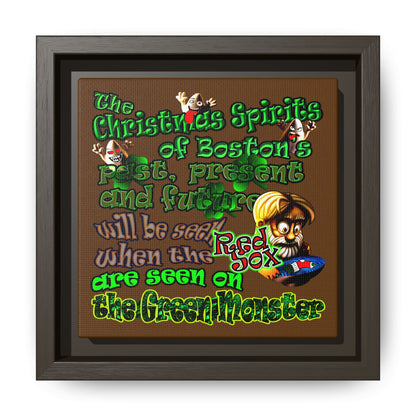 christmas spirits of boston - framed canvas art (brown)