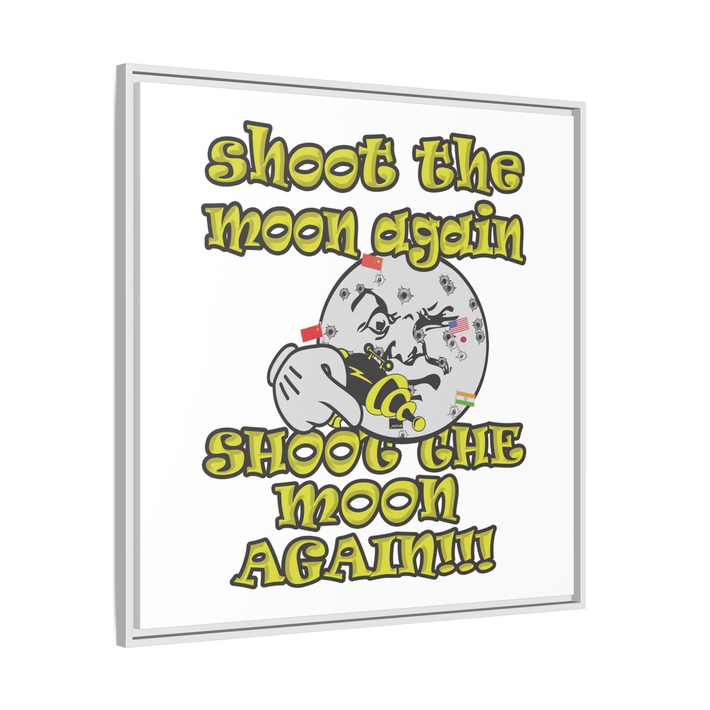 shoot the moon again - framed canvas art (white)
