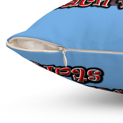 defy conquer reach - Spun Polyester Square Pillow - (light blue)