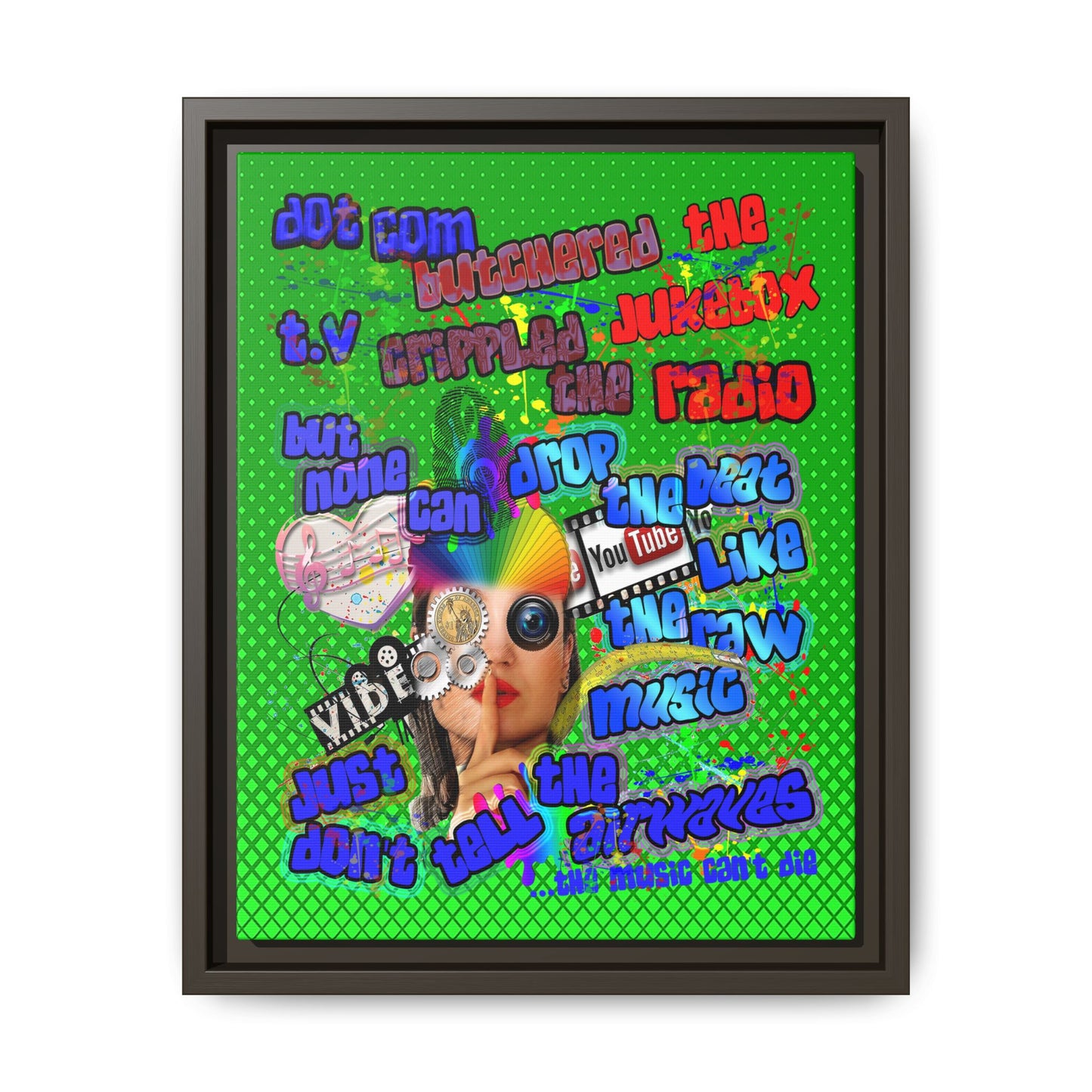 drop the beat - framed canvas art (logo green)